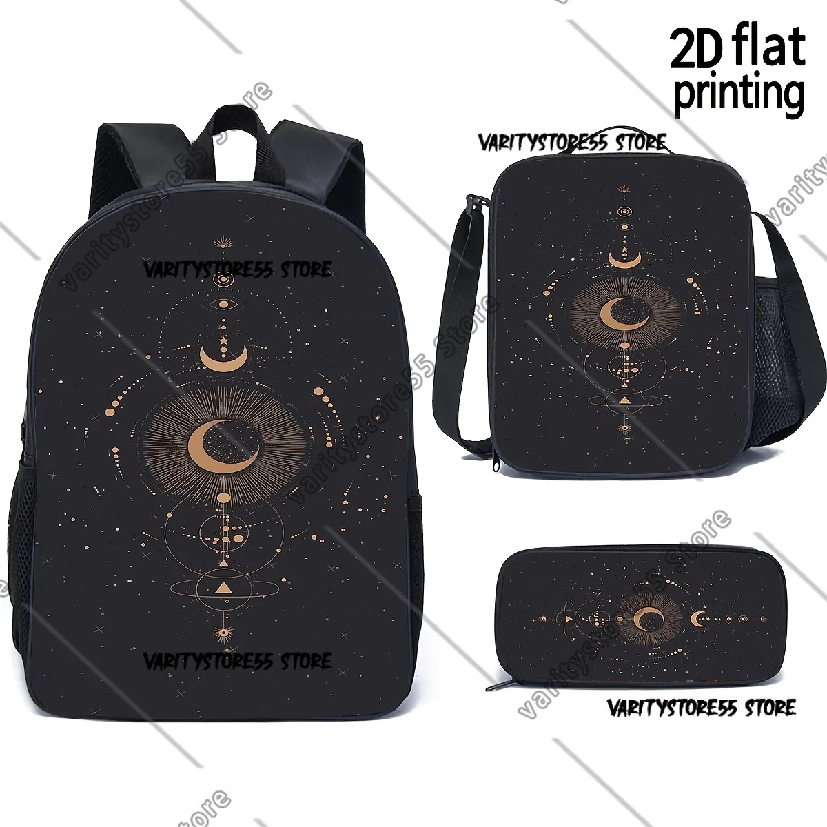 

Celestial Astrology Backpack Student Boys Girls BookBag School Bag Laptop Shoulder Bags 3ps Insulated Lunch Bag Pencil Case