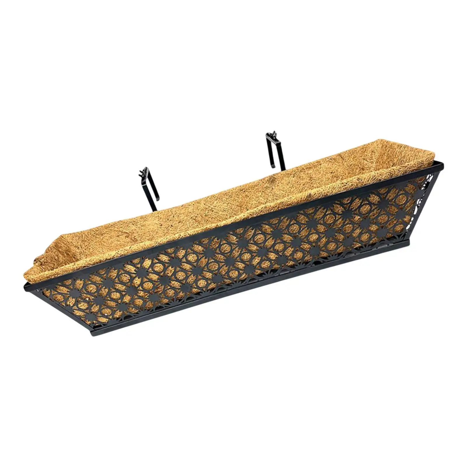 Window Box Railing Planter Holder Black Iron Hanging Flowerpot Organizer for Balcony Fence