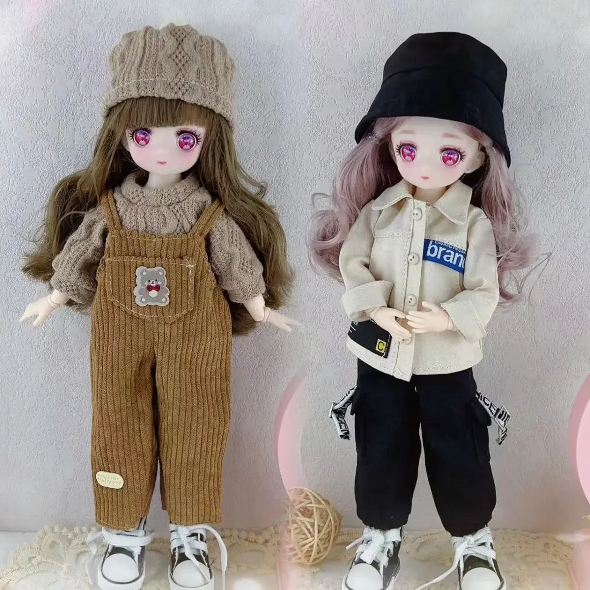 30cm Ball Jointed Bjd Doll  Bjd Doll Full Set Toddler Dolls Anime Face Girl Bjd Toys for Birthday Gift Move Joint Toys