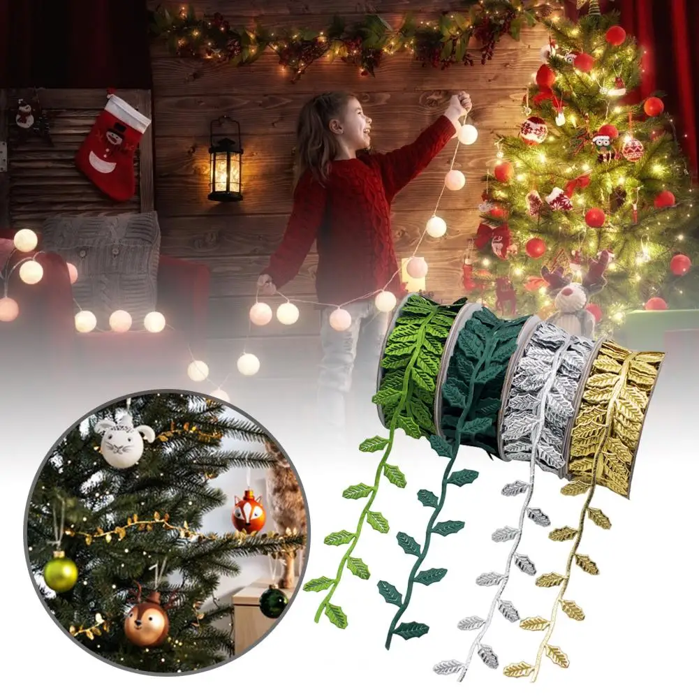 Leaf Decorative Tape 10m Roll 3d Leaf Lace Trim Colored Fabric Ribbon for Diy Sewing Wedding Decoration Festival Layout
