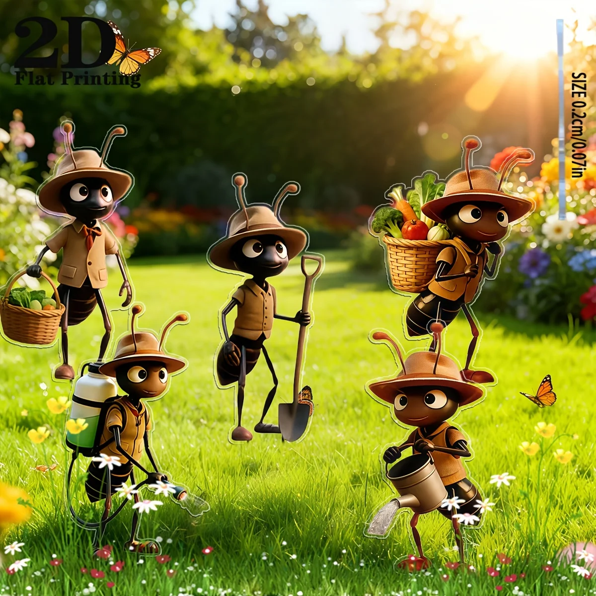 2D Flat, 3-Piece Ant Acrylic Garden Decoration Set, Reusable - Suitable for Outdoor Decorations Such as Patios, Lawns, and Planters, Perfect Gift