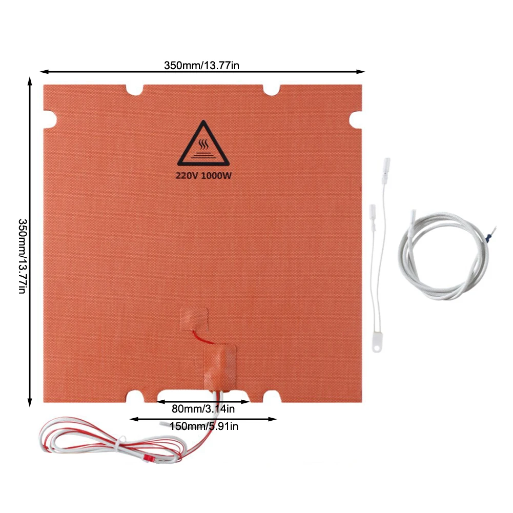 350x350mm Silicone Heat Mat for Voron For R2 220V 1000W Designed for Full Build Area Coverage and Safe Long-Term Use