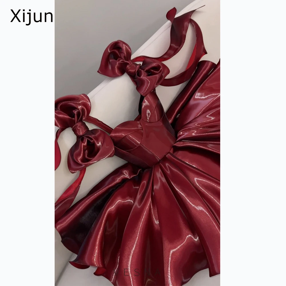 strapless open back dress Pink Satin Red Bow Belt Sweetheart Strapless A-line Prom Dresses, CP07 –  clover sew