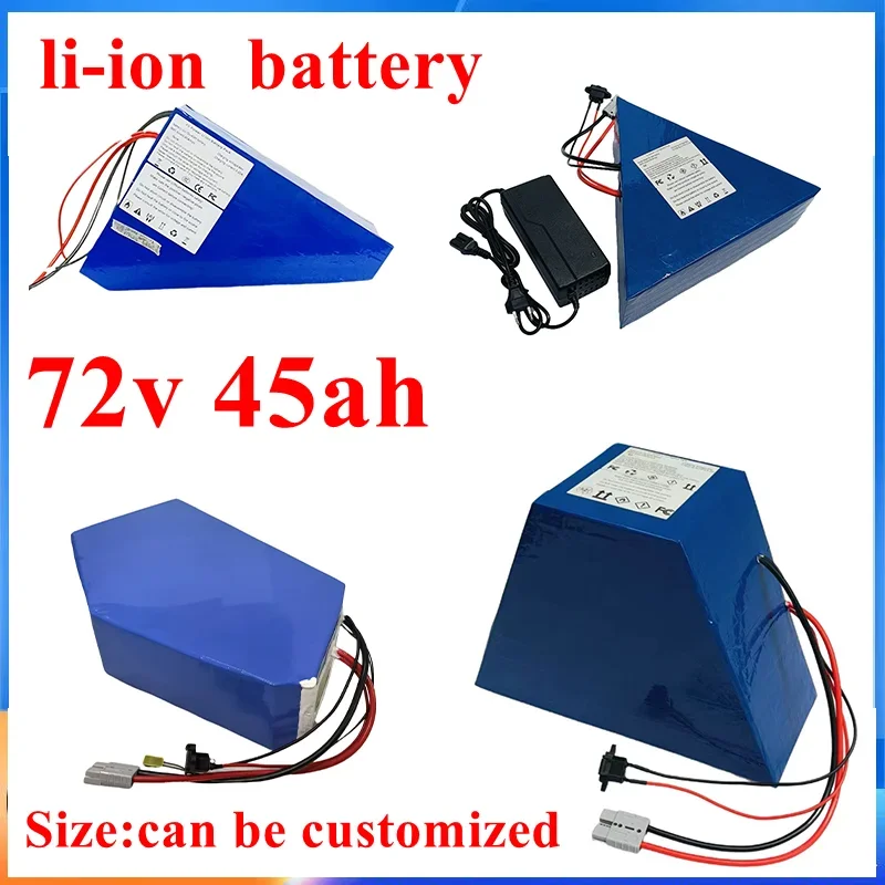 

LL-72v 45Ah lithium ion triangle battery BMS li ion 20S for 5000w 7000w 10KW Mountain Bike scooter Motorcycle + 10A charger