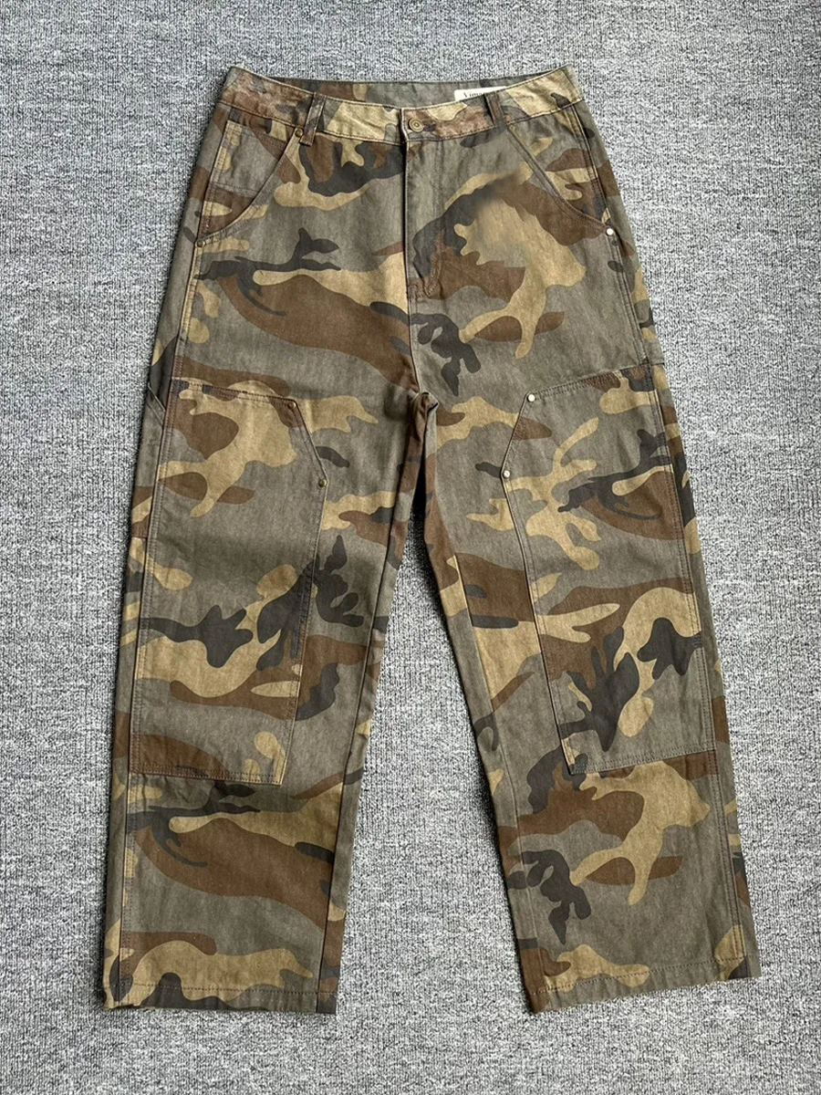

MUSONMU American Retro Logging Camouflage Casual Pants Men Spring Autumn Loose Straight Leg Waed Workwear Trousers