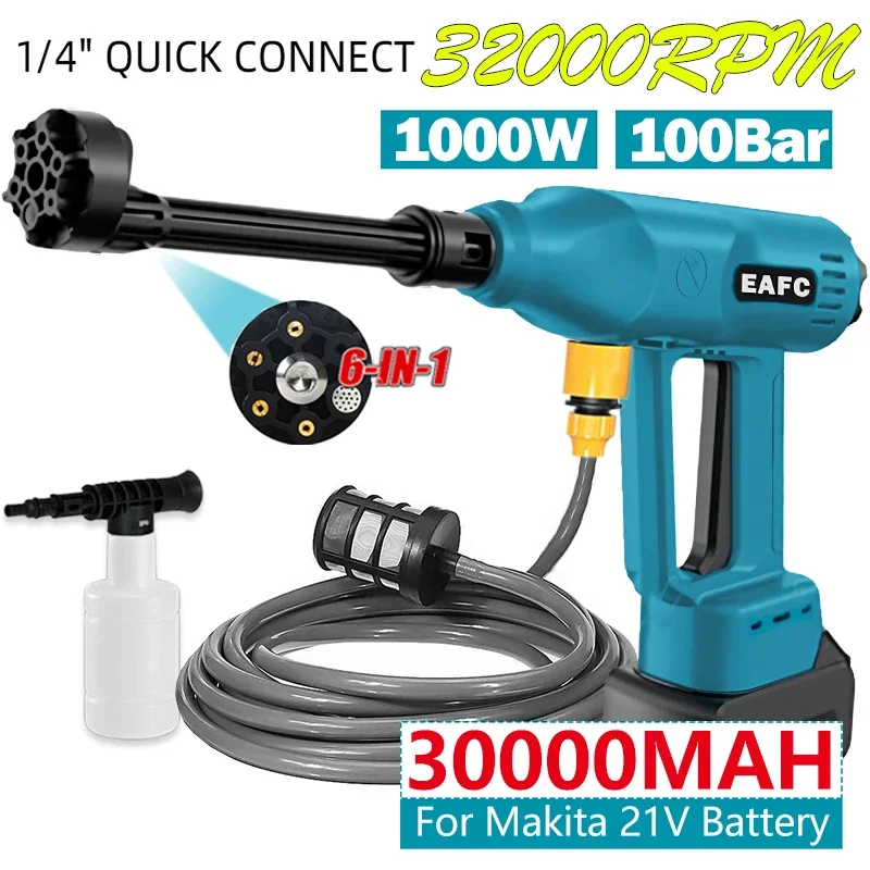 100Bar Elektrische Auto Waschmaschine Hochdruck Waschen Wasser Pistole Bürstenlosen Motor Cordless Auto Waschmaschine Reiniger Einstellbare Düse