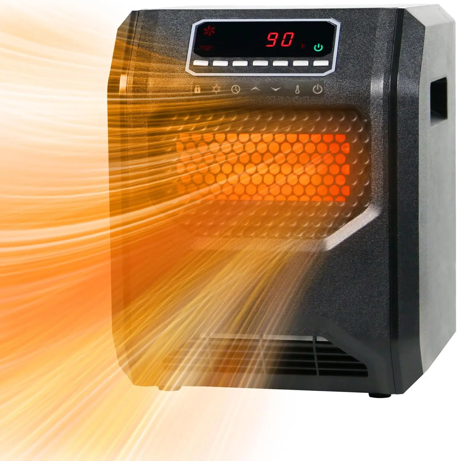 

Quartz Space Heater for Indoor Use 1500W Electric Heater Remote Control Infrared Heater Office Large Room 3 Heating Modes LED