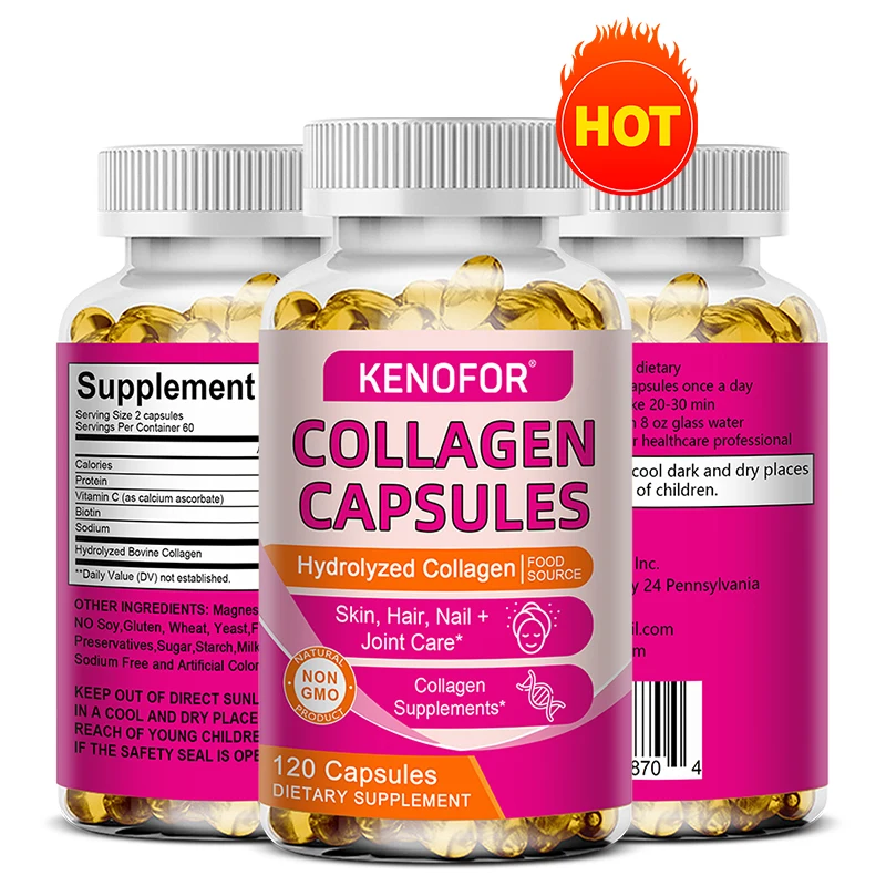 Hydrolyzed Collagen, Non-GMO Gluten Free, for Hair, Skin, Nails & Joints, Biotin Protein Vitamin C Healthy Dietary Supplement