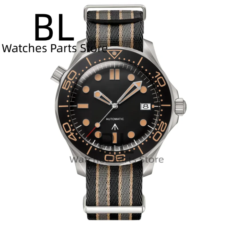 BLIGER 41mm Customizable Sapphire Mechanical Men Watch Date/No Date NH35PT5000 MIYOTA 8215 Stainless Steel Mesh Band/Nylon Strap