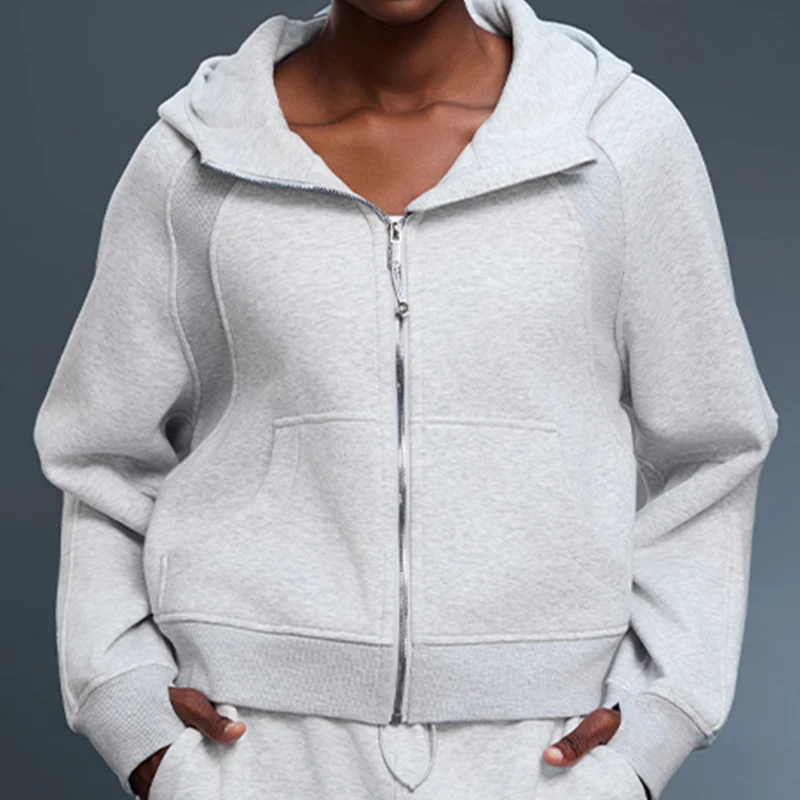Women's Autumn Winter Fleece Hooded Zip Up Cardigan Sweatshirt, Loose Casual Sports Warm Outerwear Coat