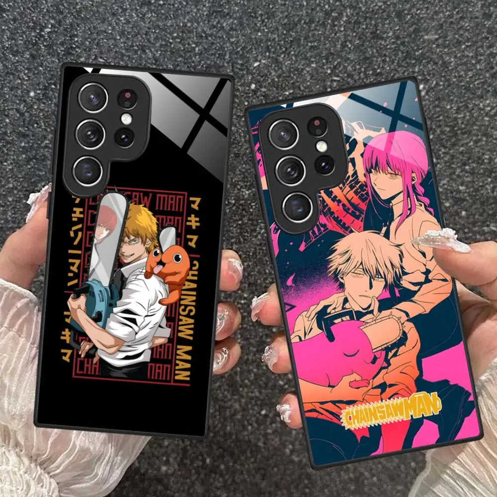 C-Chainsaw Man Phone Case for Samsung Galaxy S26 S25 S24 S23 S22 S21 S20 Note20 Plus FE Ultra Glass Protective Cover