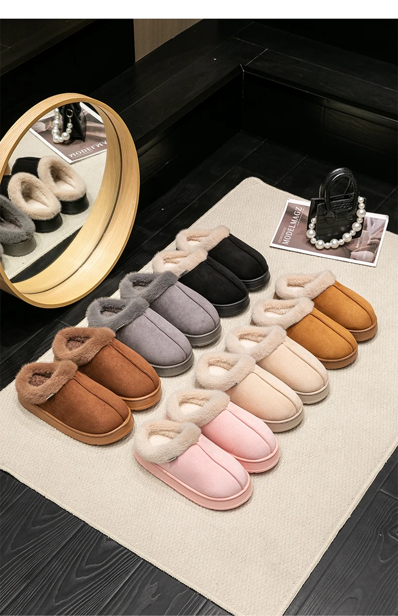 Gemütliche Plüsch-Herrenhausschuhe für den Winter, warm, dick, mit Fleece gefüttert, rutschfest, für den Innenbereich, weiche, rutschfeste, bequeme Hausschuhe für den Außenbereich – Detail 13