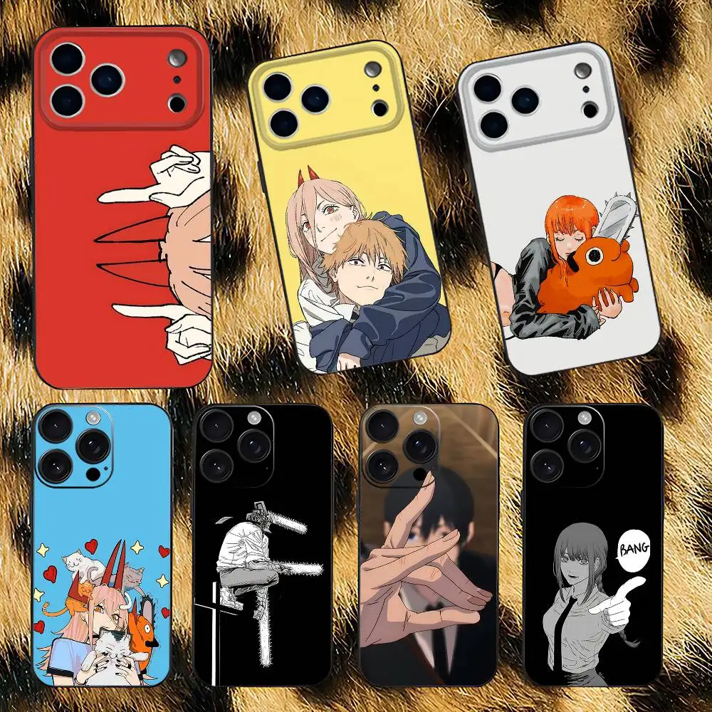 

Anime C-Chainsaw Man Phone Case For iPhone 17,16,15,14,13,12,Pro,Max,Plus,E,SE4,Air,Mini Black Soft Box