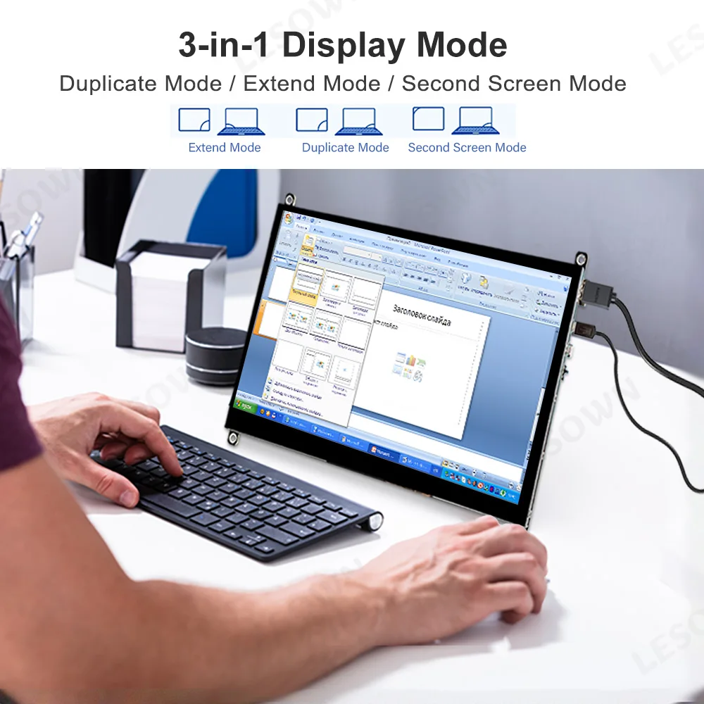 LESOWN Raspberry Pi Display 10,1 inch touchscreen monitor 1024x600 HDMI 5V USB-aangedreven 16:9 IPS-scherm voor Raspberry Pi 4/3/2