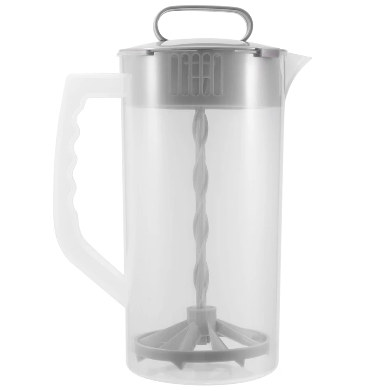 Mixing Pitcher For Drinks,2 Quart/64Oz Plastic Water Pitcher With Lid,Easy-Mix Juice Container,Angled Plastic Blades