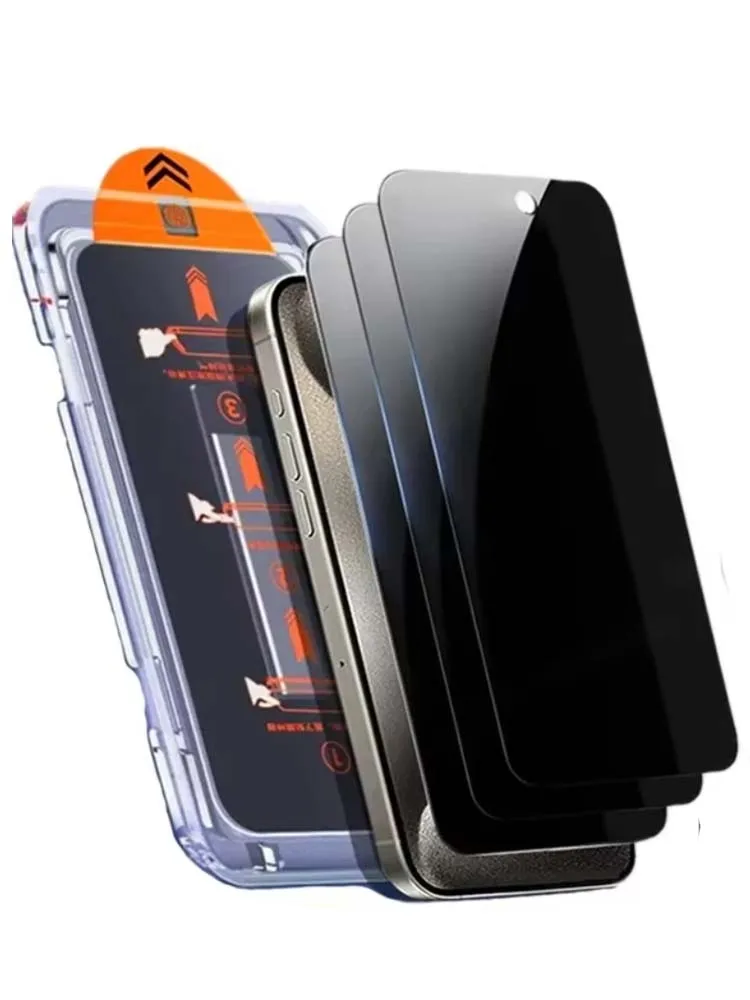 3 Stuks Privacy Gehard Glas Stofvrij Installatie Protector Voor Iphone 17 16 15 14 13 12 Pro Max 17Air anti-Spy Screen Protecto - afbeelding 2