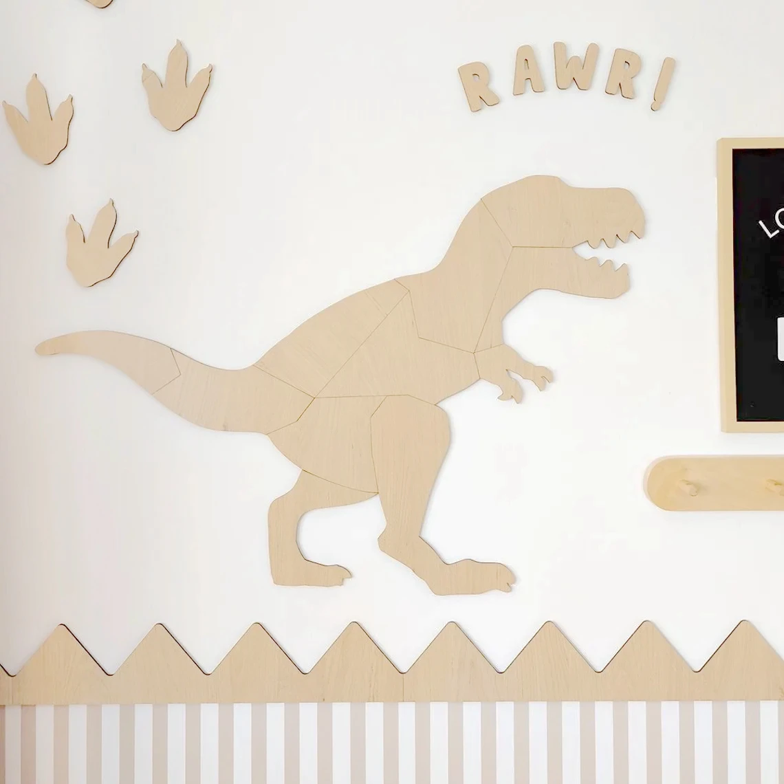 

Unpainted nature plywood dinosaur decor for kids room wooden wall decoration