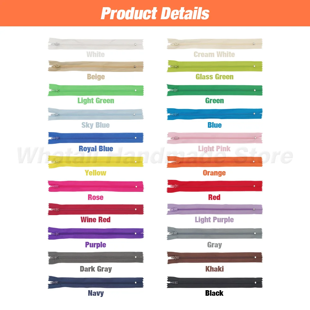 10-100Pcs 20cm 7.87inch #3 Nylon Zippers Nylon Coil Zipper Closed-End For DIY Tailor Garment Handbag Cloth Sewing Accessories