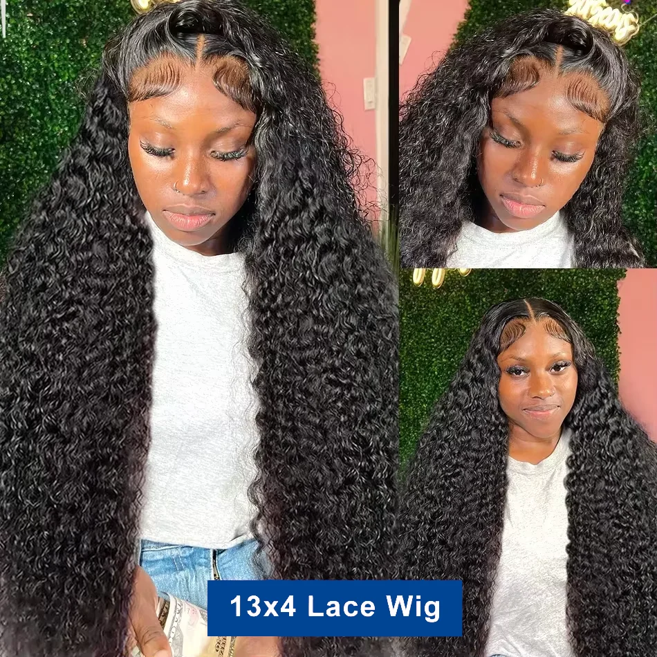 220 Density Deep Wave 13x4 HD Lace Front Human Hair Wigs For Women Brazilian Hair 30 32 Inch Water Curly 13x4 Lace Frontal Wigs