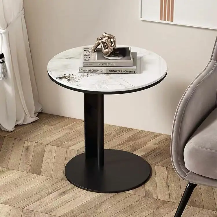 #Mobile Round Sintered Stone Side Table for Living Room Sofa Corner & Bedroom