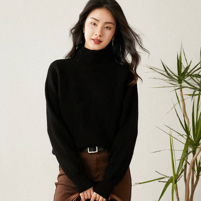 ผู้หญิงฤดูใบไม้ร่วงฤดูหนาวเสื้อกันหนาวเสื้อคอเต่า 100% Merino ขนสัตว์ Solid Basic ถักจัมเปอร์สบายๆเกาหลีแฟชั่น