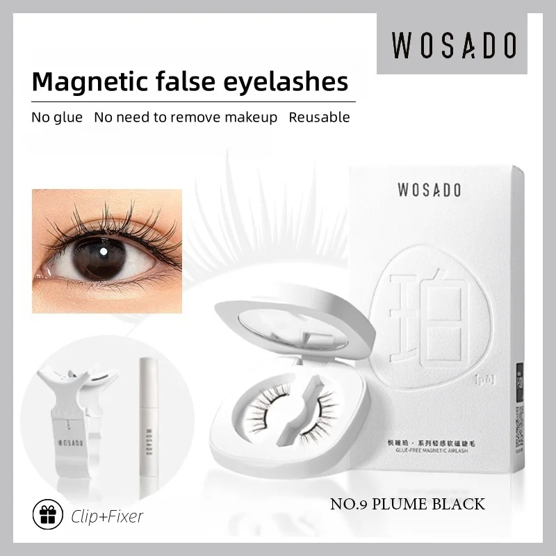 WOSADO Magnetic Lashes NO.9 PLUME BLACK Professional Premium Reusable Safe Dupont 3D Patented Airy and Clear False Eyelashes