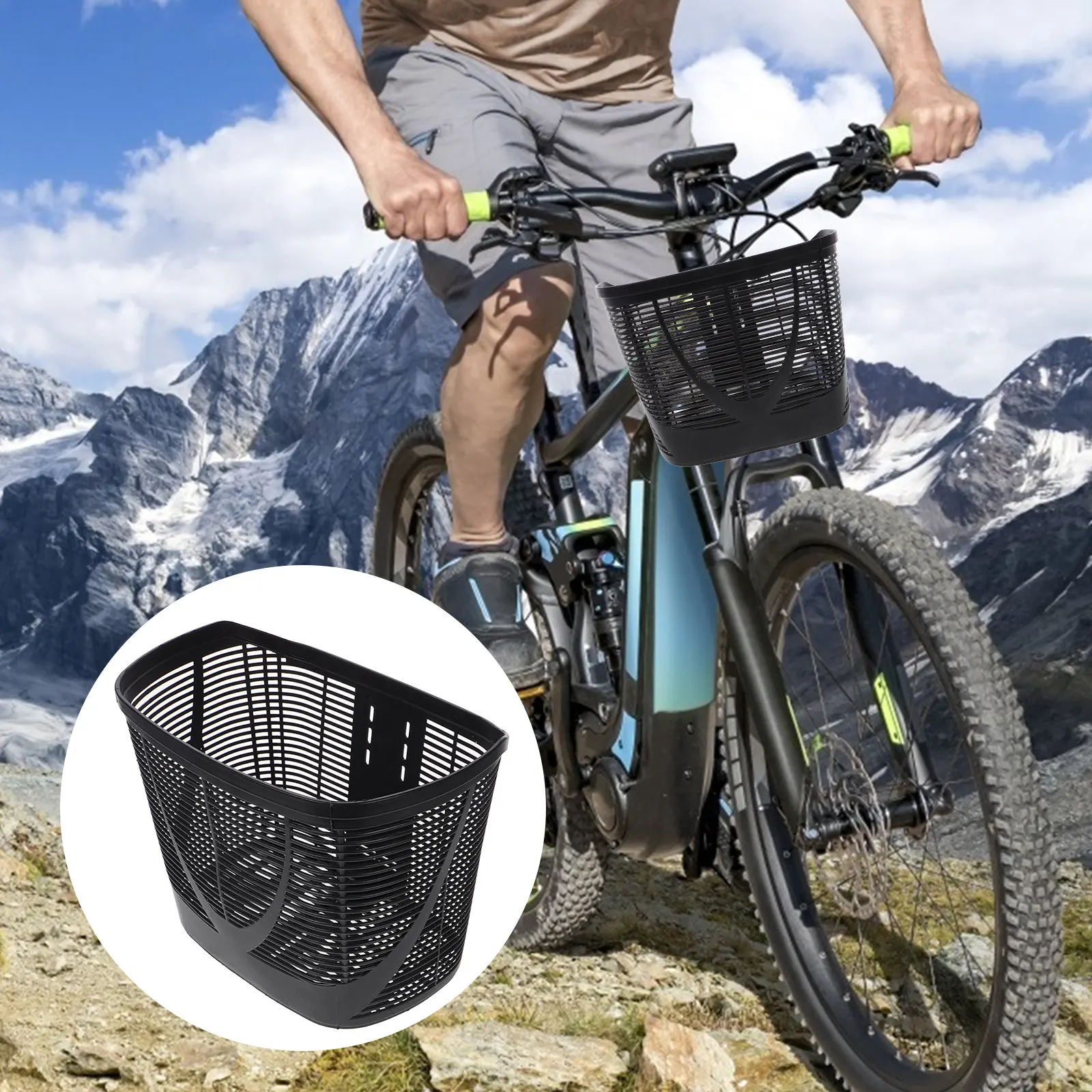

Heavy Duty Front Bike Basket Spacious Plastic Frame for City Cycling Electric Scooter Attachment Secure Fit Daily Essentials
