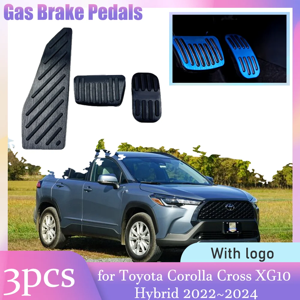 Car Gas Brake Rest Pedals for Toyota Corolla Cross XG10 Hybrid 2022~2024 Anti-Slip Stainless Steel Footrest Cover Accessories