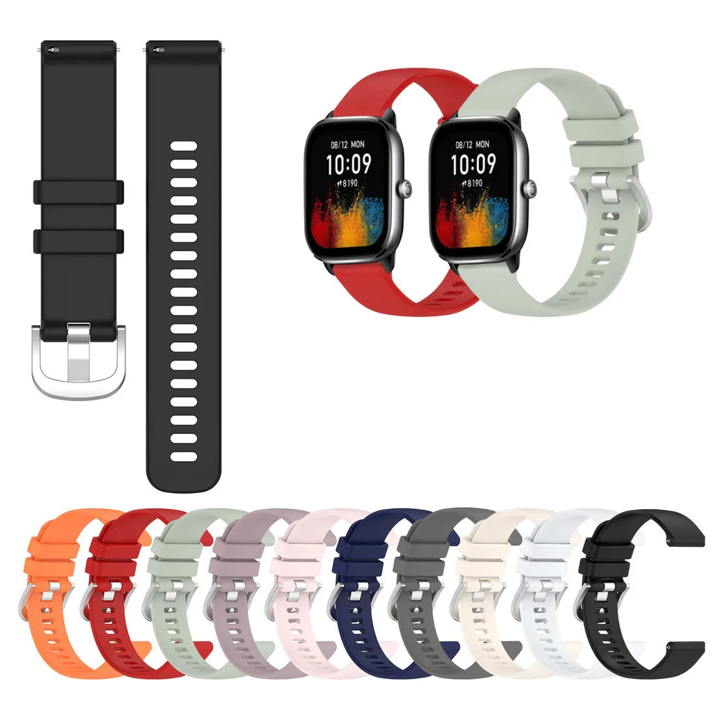 

20mm Silicone Strap For Huami Amazfit GTS2 GTS4 mini GTS3 GTS2e Neo GTS 2 3 4 2e Active Simple Solid Candy Colors Smart Band