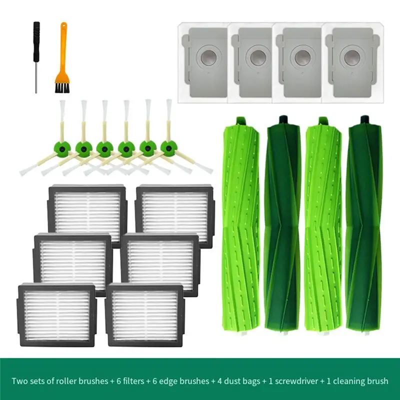 Total Cleaning Solution - Main And Side Brushes With Filters For Irobot I7, J7, E5, E6-[Mriae Parts]