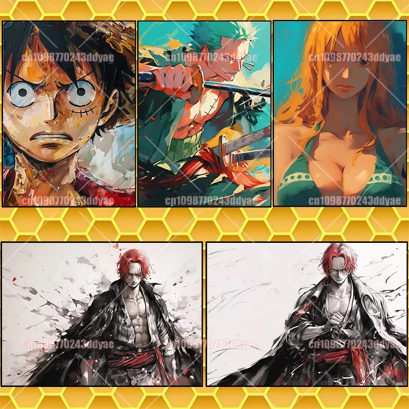 

Anime One Piece Decorative Painting Luffy Zoro Ace Poster Sofa Background Wall Canvas Painting Living Room Study Bedroom Mural