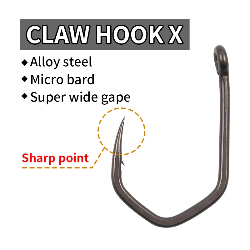 

10pcs Carp Fishing Claw Hook Micro Bard Size 2/4/6/8 Super Wide Gape Sharp Point PTFE Coating For Carp Fishing Hair Rig