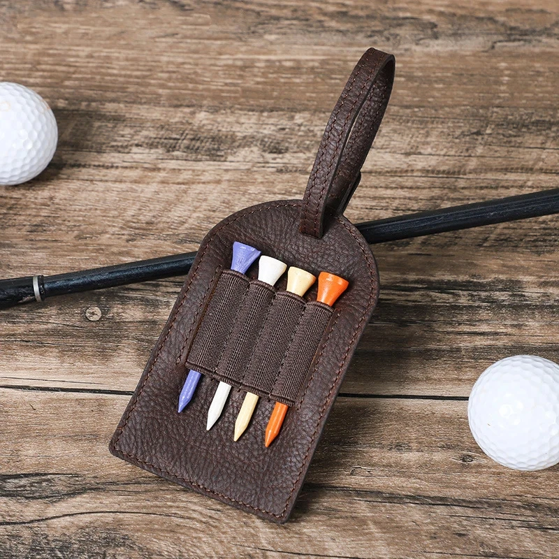 6pcs-slot geniue golf ball studs tee Box Travel Case orginizer tag rack cowhide oxhide Leather accessories storage man gift