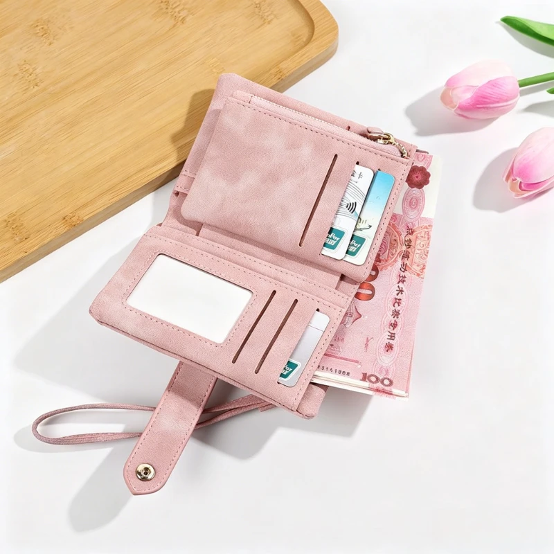 Fashion Women's Wallet Korean Cute Multi Card Holder Zipper Coin Purse Handbag Short Purses Trifold Card Wallets Ladies Pouch