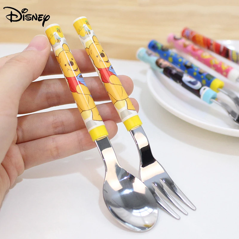 Disney Frozen Fork Spoon Cutlery Tableware Pooh Bear Toy Story Kids Cartoon Eating Spoon Fruit Fork Travel Cutlery Cake Spoons