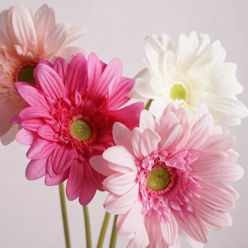 Sensación de mano hidratante Gerbera rama de flores artificiales decoración de boda para el hogar crisantemo Margarita arreglo Floral Tabel Dcoer