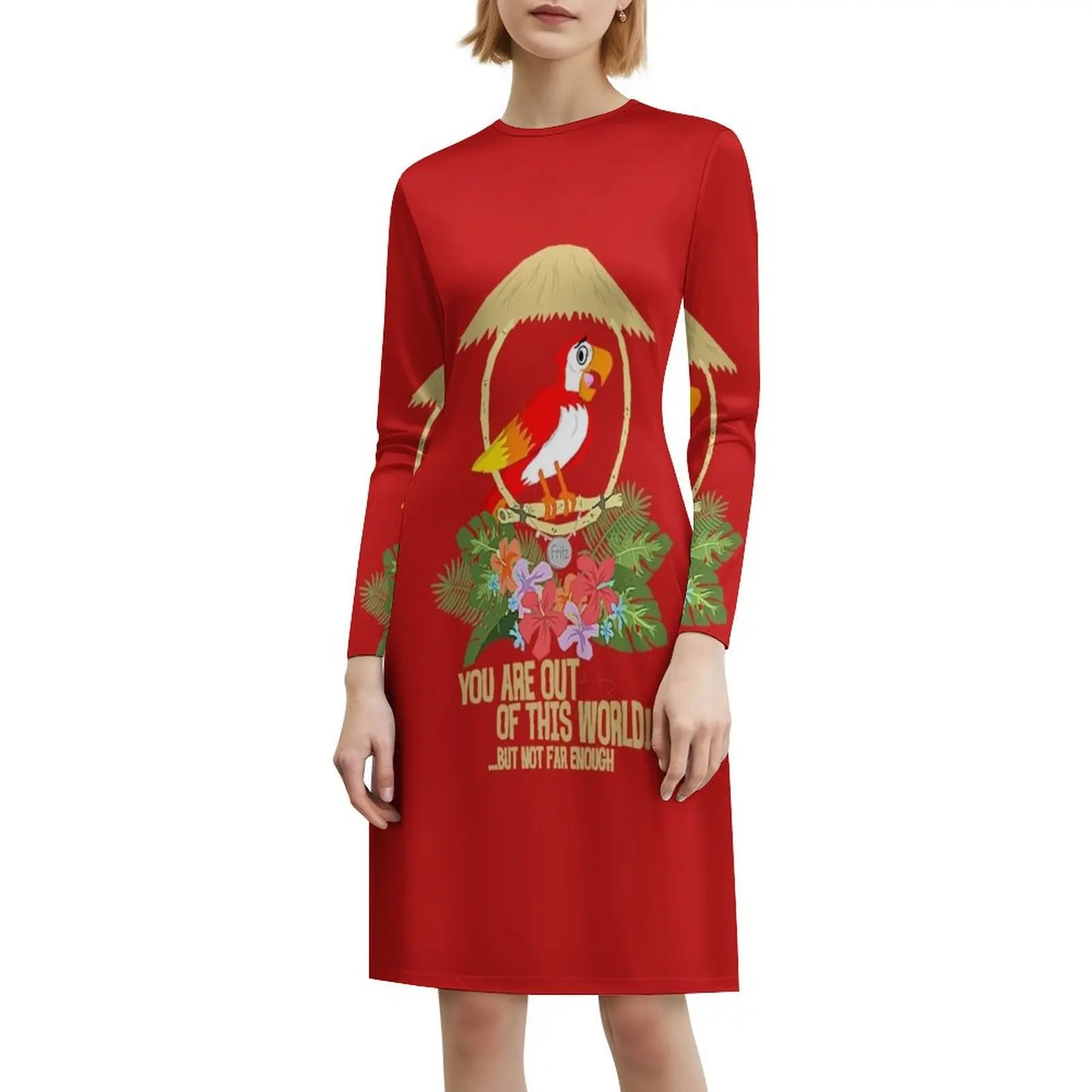 تيكي فريتز: فستان حفلات نسائي من Out Of This World ملابس نادي مطبوعة عصرية للإناث طيور تيكي أرض المغامرة