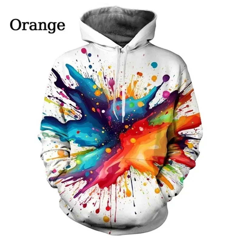 

Color inkjet drop color 3D printed star graphics hoodie Autumn and winter men and women's Harajuku style couple jumper hoodie