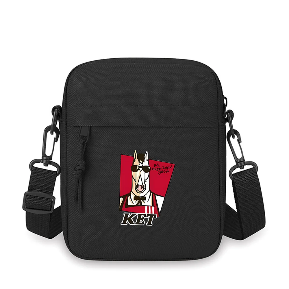 

Horse with shades and bow tie good Men Crossbody Bag Single Shoulder Women Cartoon Anime Film Printing Design Unisex