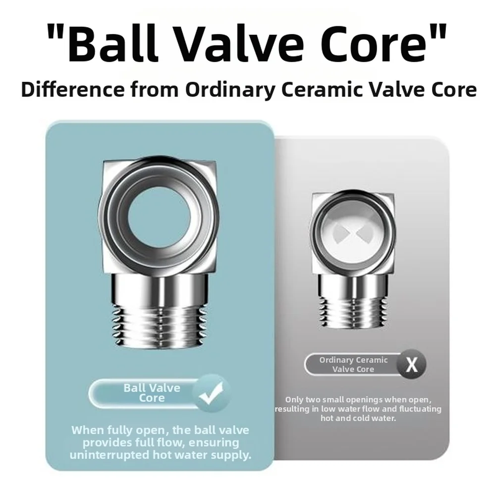 Large Flow Brass Ball Valve Angle Valve for Kitchen and Bathroom Hot Water Control with Extended Threaded Connections