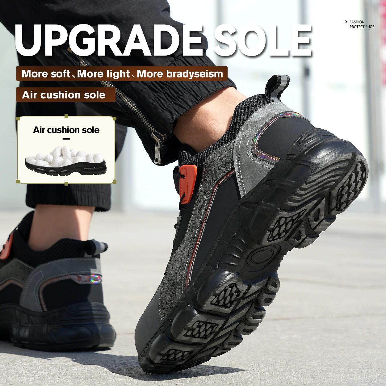 Rotating Button Work Shoes Steel Toe Protection Safety Shoes Puncture-proof Outsole Anti-drop Comfort Construction Work Shoes