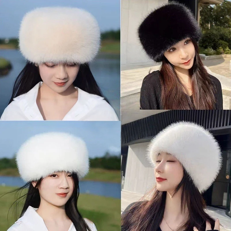 

New Women's Winter Hat Warm Ear Protection Snow Ski Cap Plush Bucket Hat Fisherman's Hat Windproof Russian Hat Mongolia Cap