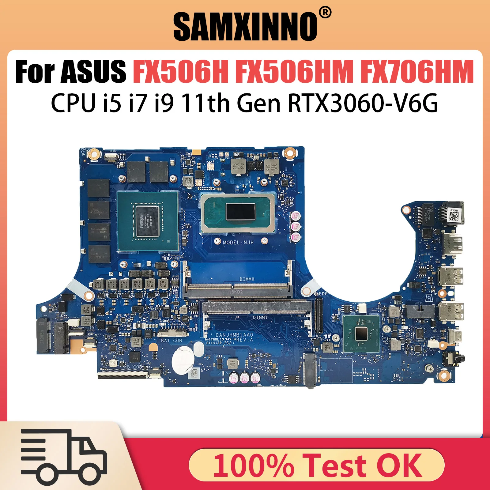 For ASUS TUF Gaming F15 F17 FX506HM FX706HM TUF506HM TUF706HM DA0NJHMBAH0 Laptop Motherboard I5、 I7、I9 RTX3060/V6G