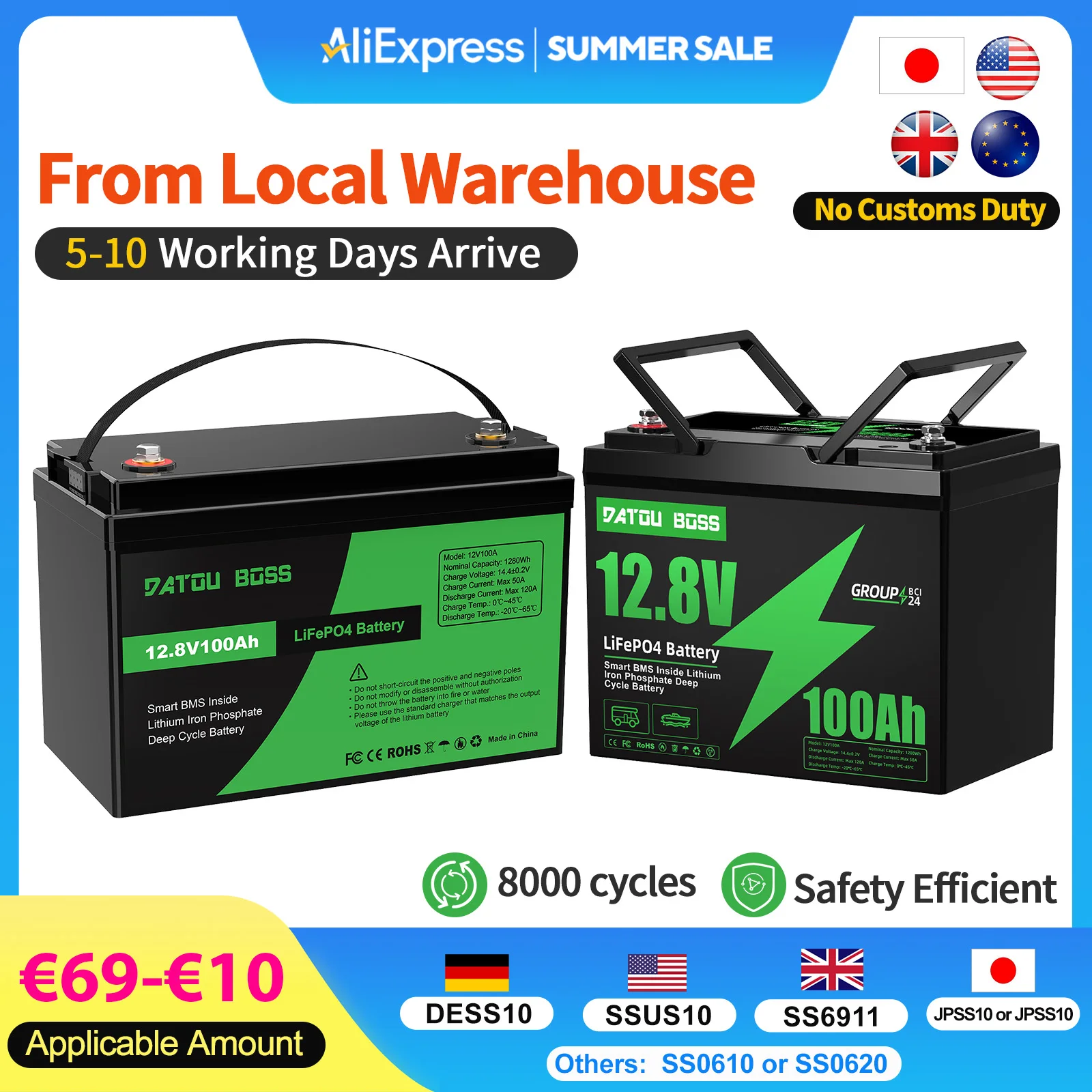 MFUZOP 12V 100Ah LiFePO4 Battery with Low-Temp Protection, Built-in 100A BMS, Max. 15000 Cycles, Perfect for Trolling Motors, RV