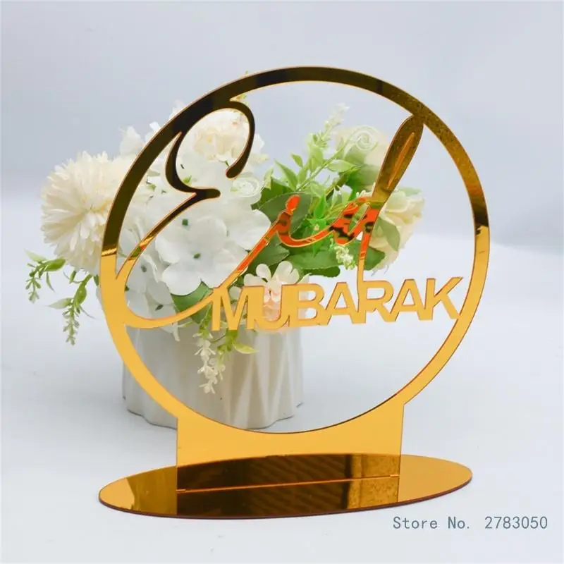 Acrylic Eid Table Ornament Unique Hollowed Out Moon/Sun Shaped Desktop Decoration Festive Home Party Ramadan Decor