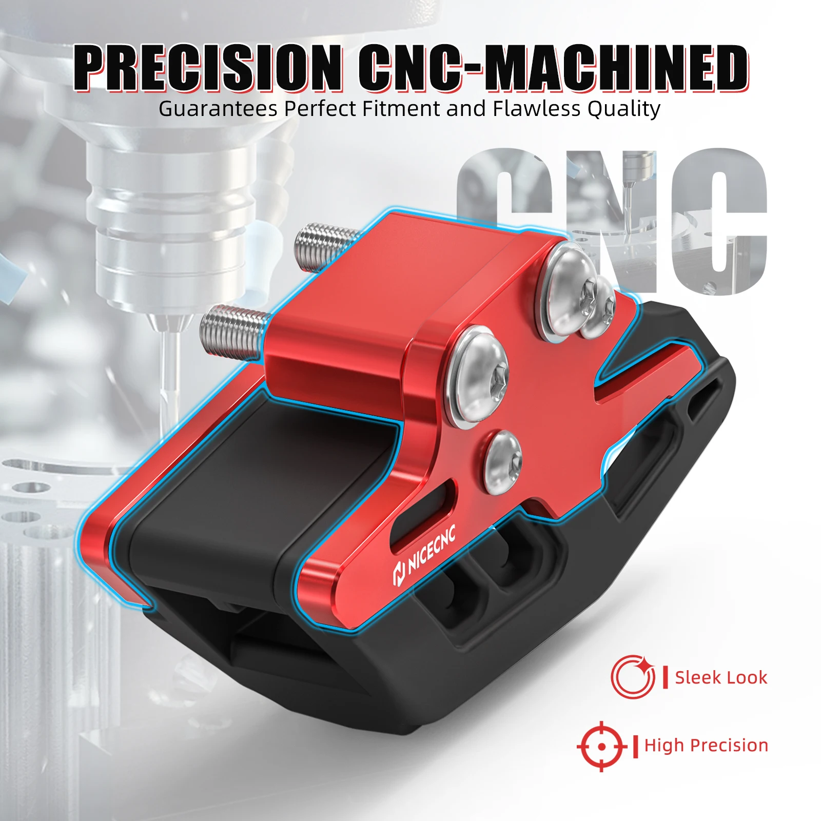 Nicecnc guia de corrente de motocicleta, proteção de roda dentada deslizante para yamaha banshee 350 1987-2006 6061-t6 alumínio atv 5x4-22199-00-00