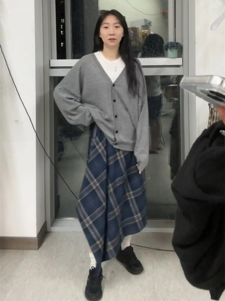 

Вязаный открытый кардиган с V-образным вырезом, женский свободный крой, нежный свободный крой, весна 2022, модный длинный топ Faion Gentle Wind