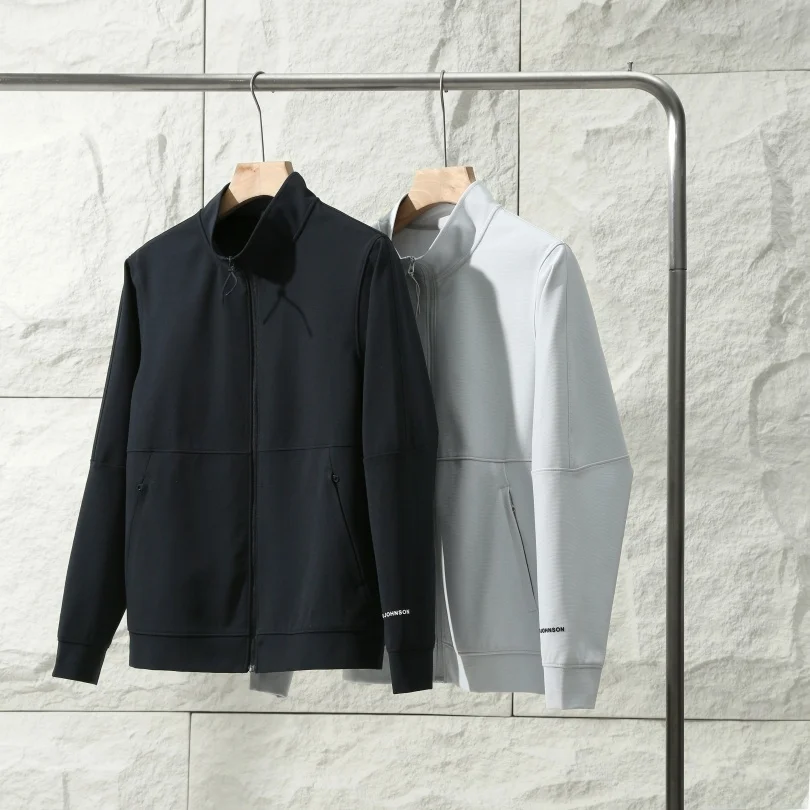 

Casual Versatile Men's Jaet Spring Autumn High Faion Line Simple Modern Long Sve Stand Collar Stand Fit Urban Sle