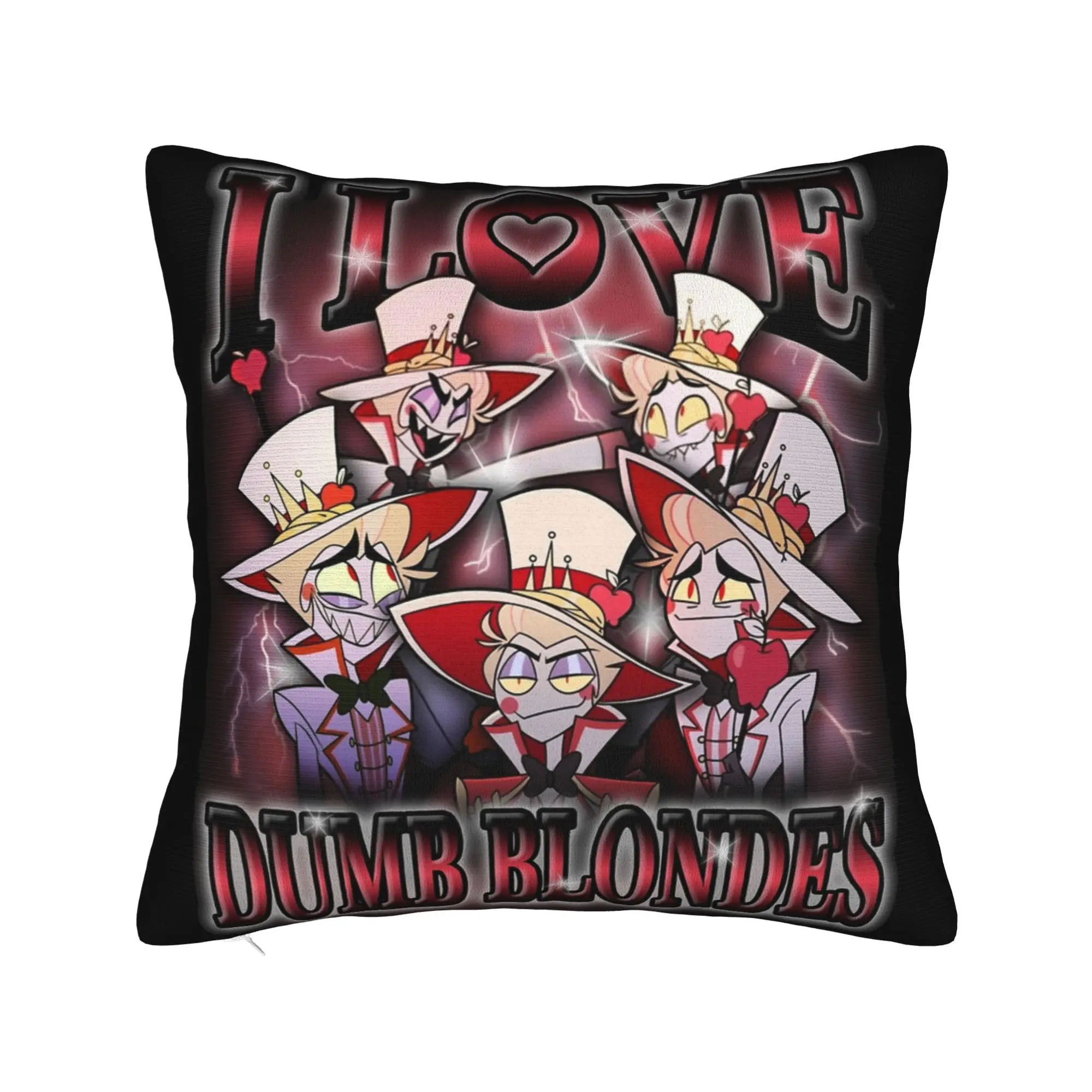 Hazbined Hoteled Lucifer I Love Dumb Blondes Pillowcase Printed Cushion Cover Decoration  Throw Pillow Case Cover Bedroom