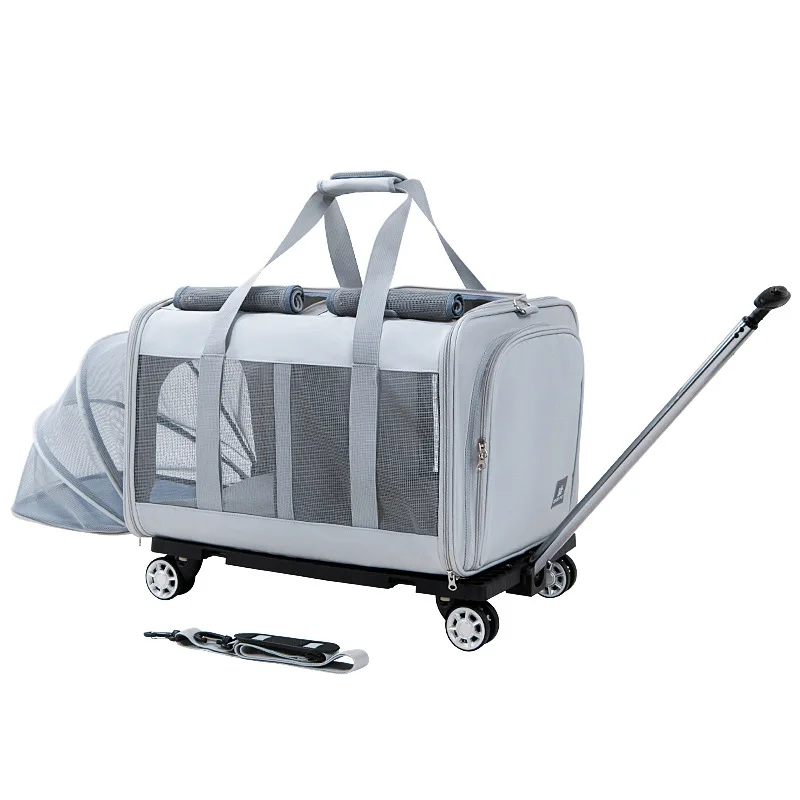 

Portable Pet Trolley Case Cat Carrier Supplies Detachable Universal Wheel Breathable Foldable Large Capacity Puppy Travel Bag